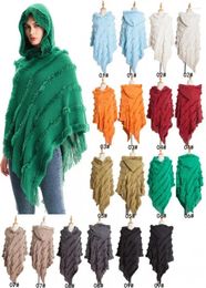 Scarves Women Scarf Shawls Autumn Winter Warm Solid Colour Hooded Shawl Tassel Knitwear Arab Pullover Muslim