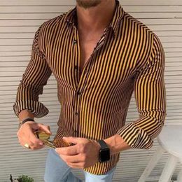 Men's Casual Shirts Men Striped Button Down Long Sleeve Formal Workwear Business Dress Slim Fitting Pure Cotton Soft Clothing