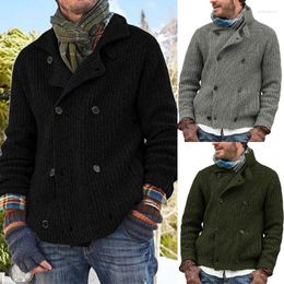 Men's Sweaters Nice European And American Autumn Winter Large Fashionable Sweater Solid Colour Button Knitted Coat