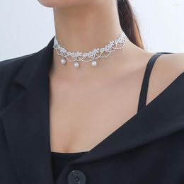 Choker 2023 Sweet Princess Style Pearl Accessories Lace Necklace Fashion Versatile Wedding Neckchain Collar