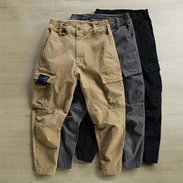 Men's Pants HotTraining Slas Elastic Waist Button Fly AnkleLeng Man Pants lti Poets MidRise Men Cargo Pants for Mountain Climbing Z0410