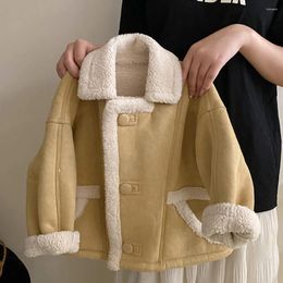 Down Coat Thick Warm Lambswool Coats For Kids Girls Korean Style Fall Winter Single-breasted Fur Velvet Jackets Children Clothes Overcoats