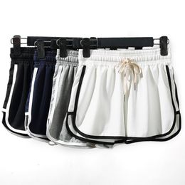 Women's Shorts Korean Fashion Lace-up Cotton Black For Women 2023 Summer Beach Short Pants Drawstring Pockets Side Split Sport Trousers
