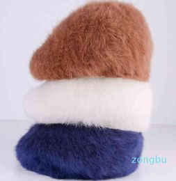 Kangaroo Angora Rabbit Fur Beret Ins Hat Hyuna Same Style Kangol Men And Women Forward Hat Winter Warm Hat