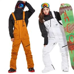 Skiing BIB Pants Winter Ski Men Pants Warm Ski Bib Pants Men Women Ski Jumpsuit Windproof Waterproof Ski Overalls Skiing Pants Snowboarding Pants 231109