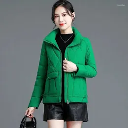 Women's Trench Coats Cotton-Padded Jacket Female Tide Winter 2023 Quilting Feather Coat Diamond Plaid Fashion Outwear Short Loose Parkas