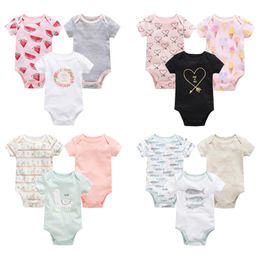 Clothing Sets 2023 Born Baby Girl Clothes Short Sleeve 3pcs/set Cotton Body Set Jumpsuit Boy