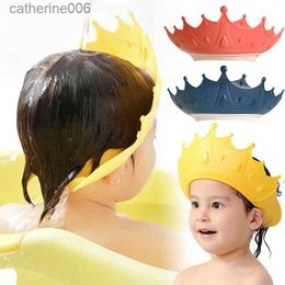 Shower Caps Baby Shower Shampoo Cap Adjustable Crown Hat Children Bathing Shower Caps Kids Waterproof Ear Protection Wash Hair Hats HeadgearL231110