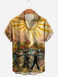 Men's Casual Shirts 2023 Anime Cotton Men Clothings Oversized Clothes 3d Printing Totem Pattern Hawaiian Short Sleeve Male Tops