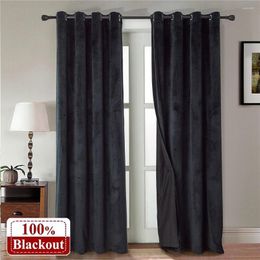 Curtain Velvet Black Curtains For Living Room Luxury Blackout Brand High Quality With Rings Kitchen Bedroom Window Decorat