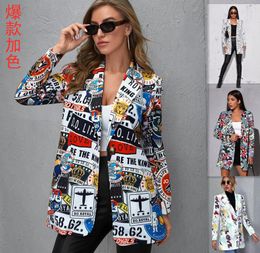 Women's Suits Europe And America Ladies Casual Small Suit Jacket Irregular Printing Trend Comfortable Women's Wear Blazer Femme Coats