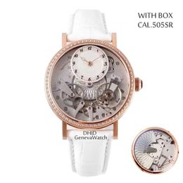 2023 New Watches For Men Fully Automatic Reverse Jump Second Hand Cal.505SR Mechanical Movement White Watchband 904L Rose Gold Stainless Steel Case Wristwatches