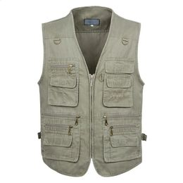 Men's Vests 8XL 9XL 10XL Male Casual Summer Big Size Cotton Sleeveless Vest With Many 16 Pockets Men Multi Pocket Pograph Waistcoat 231109