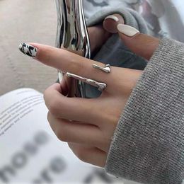 Cluster Rings Punk Geometric Irregular Liquid Lava Waterdrop Shaped Open For Women Vintage Silver Color Metal Personality Jewelry