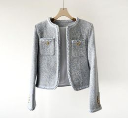 C-e2023 Women's New Glacier Blue Fragrance - Wool Jacket Coat Cardigan