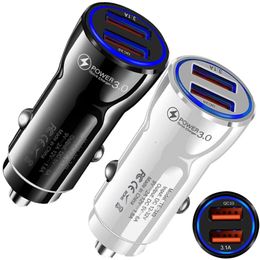 30W Fast Quick Charging QC3.0 Dual USB Car Charger Auto Power Adapters For IPhone 14 15 Pro Max Samsung Galaxy S20 S22 S23 htc Android phone GPS PC