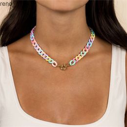 Famous Fashion Pastel Coloured Chain Link Toggle Choker For Women