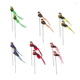 Garden Decorations Outdoor Cute Artificial Imitation Feather Bird Model Figurine Micro Landscape Decor Miniature Statues Ornament 2x