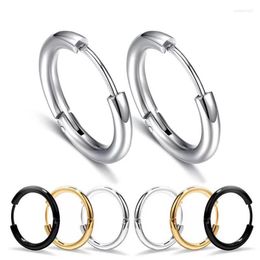 Hoop Earrings Body Titanium Steel Men's Smooth Jewelry 10mm 12mm 14mm 16mm 18mm 20mm Black/White Color 2023 Jingyang Osrock