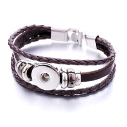 Charm Bracelets 28Pcs/Lot New Handmade Print Leather Glass Snap Buttons Fashion Bracelet Bangle For Woman Men Jewelry Drop De Dhgarden Dhbvh