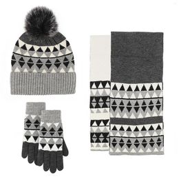 Ball Caps Autumn Winter Knitted Gloves Scarves Hats Three Piece Wool Blend Warm And Cold Proof Outdoor Thickened With Hat Set Women