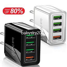 Fast Quick Charging 4 Ports QC3.0 30W Eu US Plug USB Wall Charger Adapter For Iphone 15 11 12 13 14 Samsung s10 S22 B1