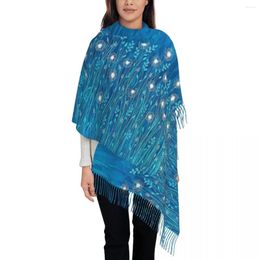 Scarves Dandelions On Blue Scarf Womens Winter Warm Pashmina Shawls And Wrap Firefly Glowworm Long Large With Tassel For Ladies