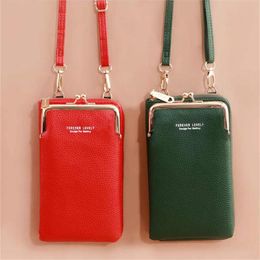 Fashion Women's Phone Bag Korean Version Fashion Litchi Pattern Solid Color Oblique Cross Shoulder Small Bag Wallet