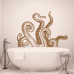 Adesivi murali Tentacoli di polpo carta da parati Kraken Bagno Marine Crusu Biologia animale Bagno Toilette Casa Camera da letto Decorazione Decalcomania in vinile X4 230410