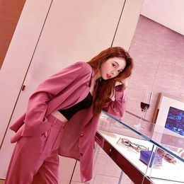 Women's Two Piece Pants Autumn British Casual Velvet Blazer Wide-leg Set Commuting Retro Solid Color Loose Suit Trousers Two-piece Sets