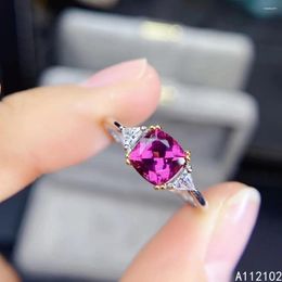 Cluster Rings KJJEAXCMY Fine Jewellery 925 Sterling Silver Inlaid Natural Garnet Chinese Style Women's Purple Gem Ring Support Detection