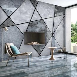 Wallpapers Modern Grey Geometric Marble Lines Wallpaper 3D Wall Painting Living Room Bedroom TV Sofa Home Decor Art Mural Covering