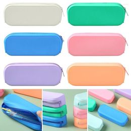 Single Layer Student Supplies Colourful Creative Pencil Bag Storage Box Silicone Case Stationery