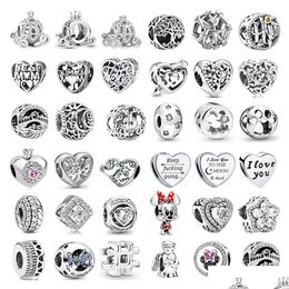 Cartoon Accessories 925 Sterling Sier Dangle Charm Heart Paw Clear Snowflake Sparkling Crown Pumpkin Beads Bead Fit Pandora Charms Bra Dh1Pd