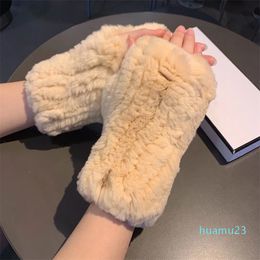 designer gloves leather glove ladies rabbit fur winter mitten for women European size