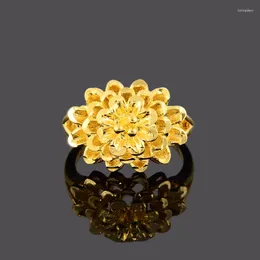 Cluster Rings Fashion Gold Color Elegant Flower Design Prices Anillos Party For Women Ring 585 Anel Jewelry Accessories