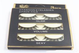 Natural Handmade Black False Eyelashes Fashion Makeup Fake Eyelashes Cross Messy Soft 3D Eye Lashes 3pairsset DHL3745847