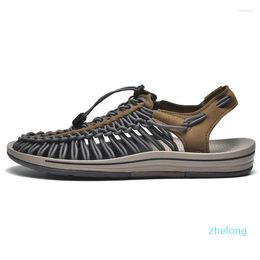 Sandals Weave Elastic For Men 2023 Summer Breathable Hollow Out Casual Shoes Man Outdoor Non-Slip Platform Unisex