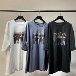 2023 New Women's High quality tshirt Correct Version Classic Basic Band Portrait Print OS Loose Sleeve T-Shirt