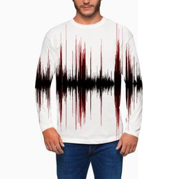 Men's T-Shirts Spring and Autumn explosive wave print pattern long sleeve T-shirt men's street style European personality 3d digital prin 230410