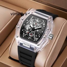 Multifunctional Quartz Watch Brand Transparent Gel Quartz Watch Fashionable Waterproof Wine Barrel Type Men's Watch