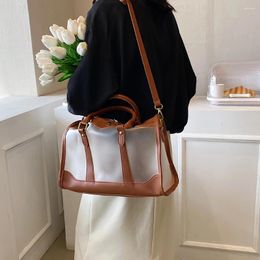 Evening Bags PVC Clear Bucket Bag Stitching PU Leather Handbag Zipper Waterproof Travel Transparent Totes Bolsas For Women