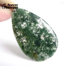 Pendant Necklaces Green Moss Agate Slice Natural Stone Quartz Statement Necklace Women Collier Sieraden For Jewellery Making 004