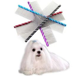 19cm Dog Brush Fancy Stainless Steel Pin Brush Comb For Dogs Cats High Quality Hairbrush Grooming Tool Wholesale noDC20 ZZ