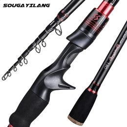 Boat Fishing Rods Sougayilang 1.8M 2.1M Telescopic Fishing Rod Carbon Fibre Spinning Casting Rod Lure Rod Bass Trout Fishing Pole Fishing Tackle 231109