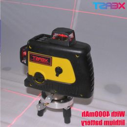 Freeshipping 12 line laser level 360 Vertical And Horizontal Self-leveling Cross Line 3D Laser Level Red Beam with lithium battery Aibwt