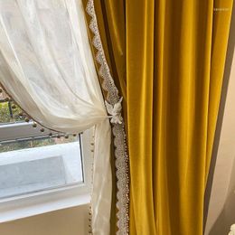 Curtain Modern Simple European Luxury Curtains For Bedroom High-end Living Room Solid Colour Tassel Window Multi-color Selection