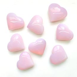 Decorative Figurines Pink Opal Love Heart Natural Crystal Folk Crafts 70mm High Quality Gemstone Polished Healing Stone For Home Decoration