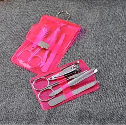 Whole 5pcs Stainless Steel Nail Clipper Kit Sets Manicure Pedicure Scissor Tweezer Knife Ear pick Nail Care Set5000945