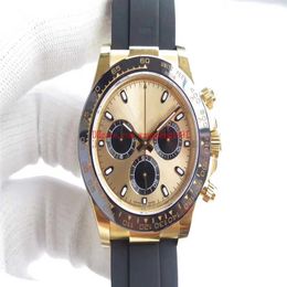 9 colors men Watches 40mm 116518LN 18K Yellow Gold Ceramic bezel Rubber strap NO chronograph function Automatic Mens Wristwatches302I